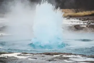 Geysir Erupting Water Iceland Large