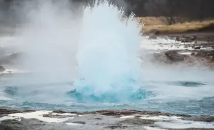 Geysir Erupting Water Iceland Large