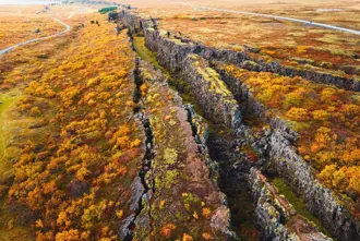 Thingvellir Tectonic Plates Aerial View Fall Colors Large