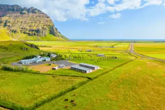 Country Hotel Anna Near Seljalandsfoss Aerial View With Vast Fields In Summer Medium