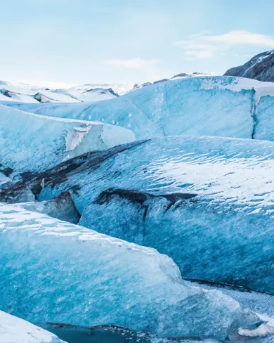 Oraefajokull glacier close up of the glacier ice.