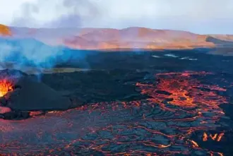 Active Volcano on Reykjanes Close To Keflavik Airport in Iceland.