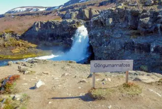 Gongumannafoss Walk Behind Waterfall Sign Medium1600x1067