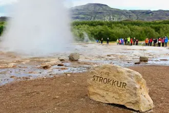 Strokkur Geyser Erupting Iceland Visitors Large