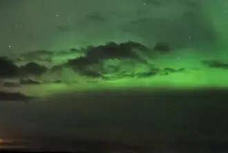 Green Northern Lights Over Hella Iceland.
