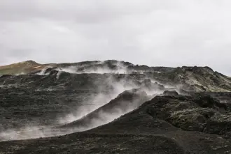 Lava Field Reykjanes Steam Volcano Iceland Large