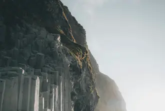 Basalt Column Cliffs Reynisfjara Iceland.