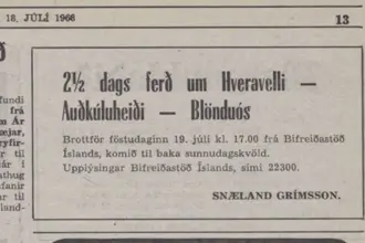 1968 Snaeland Grimsson Travel Newspaper Ad For Two Day Trip From Reykjavik To Blonduos And Back Medium