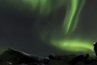 Watching Northern Lights Iceland Dark Green Lights.