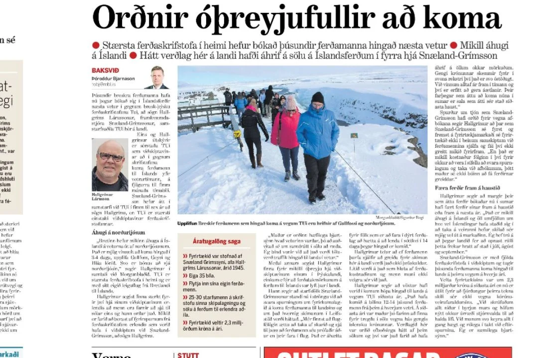 Newpaper Article 2020 Snaeland Travel Tui And The Travel Industry.