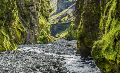 View through the Stakkholtsgja in Thorsmork Iceland.