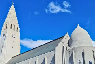 Hallgrimskirkja Tower Closeby Bsi Bus Terminal Reykjavik Iceland.