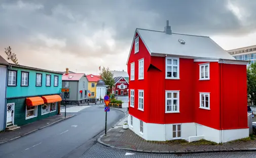 On Reykjavík City Tour, a scenic view of Reykjavík’s colorful downtown area.