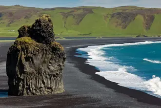 Reynisfjara Black Sand Beach With Cliff Out Of Sand Iceland Large