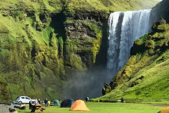 Skogafoss Camping Near Seljalandsfoss Waterfall on Seljalandsfoss.