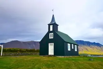 Brautarholtskirkja Black Church Kjalarnes Reykjavik Iceland Medium