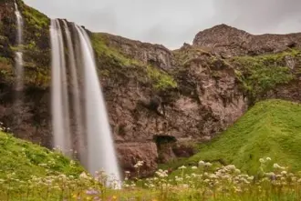 Seljalandsfoss waterfall attraction between Keflavik and Vik í Mýrdal.