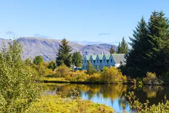 Thingvellir Houses Lake Iceland Large