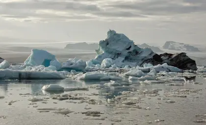 Icebergs floating in Jökulsárlón Glacier Lagoon in Iceland.