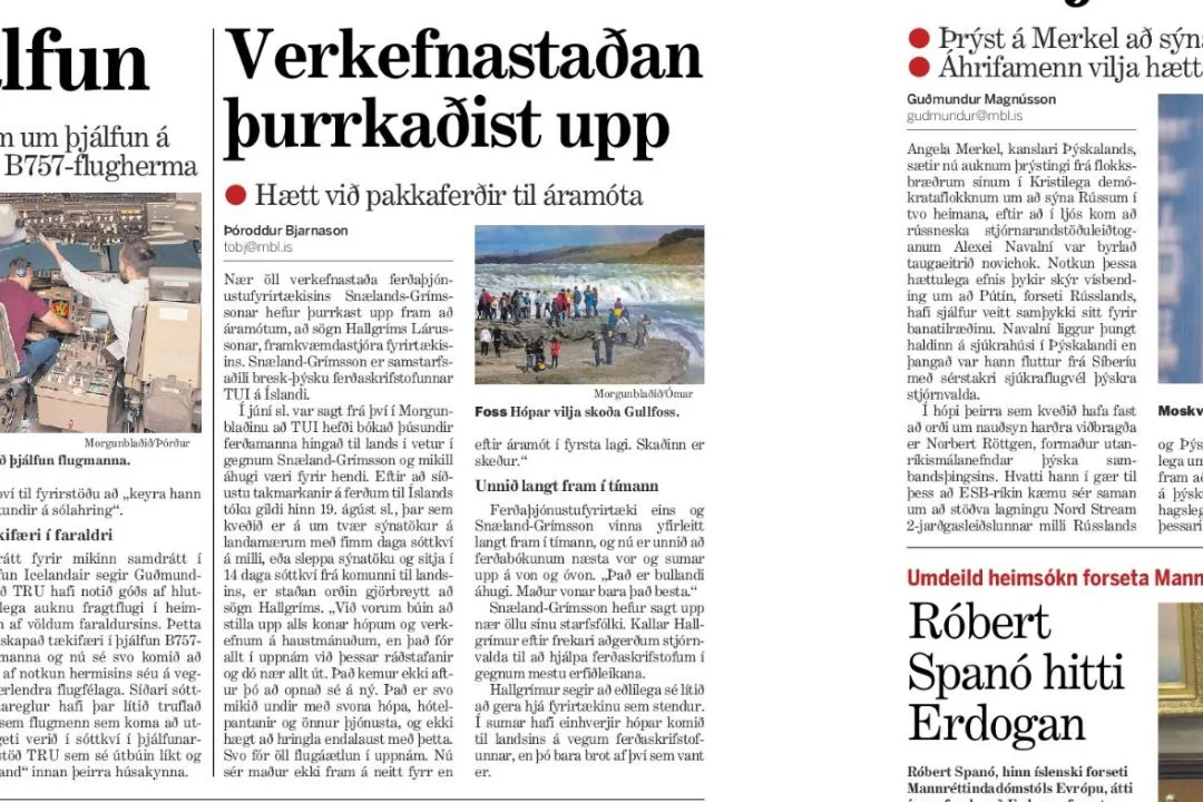 Snaeland Travel Gets Hit By Covid As Travelers Cancel Tours Newpaper Article.