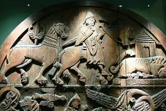 Carved Door At National Museum In Iceland Large