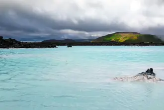 Blue Lagoons Milky Waters In Iceland On Cloudy Day Large