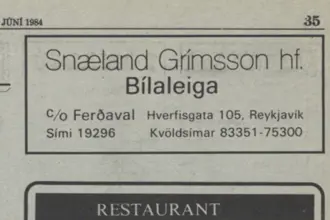 1984 Snaeland Travel Grimsson Advertises Rental Cars Medium
