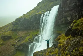 Bergarfoss Waterfall Nearby Kolugljufur Canyon In Iceland Medium