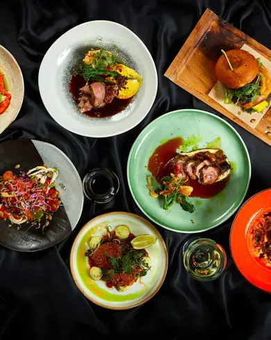 Forréttarinn restaurant in Reykjavík displays a variety of dishes.