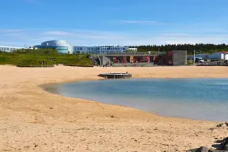 Nautholsvik Reykjavik Beach In Summer.